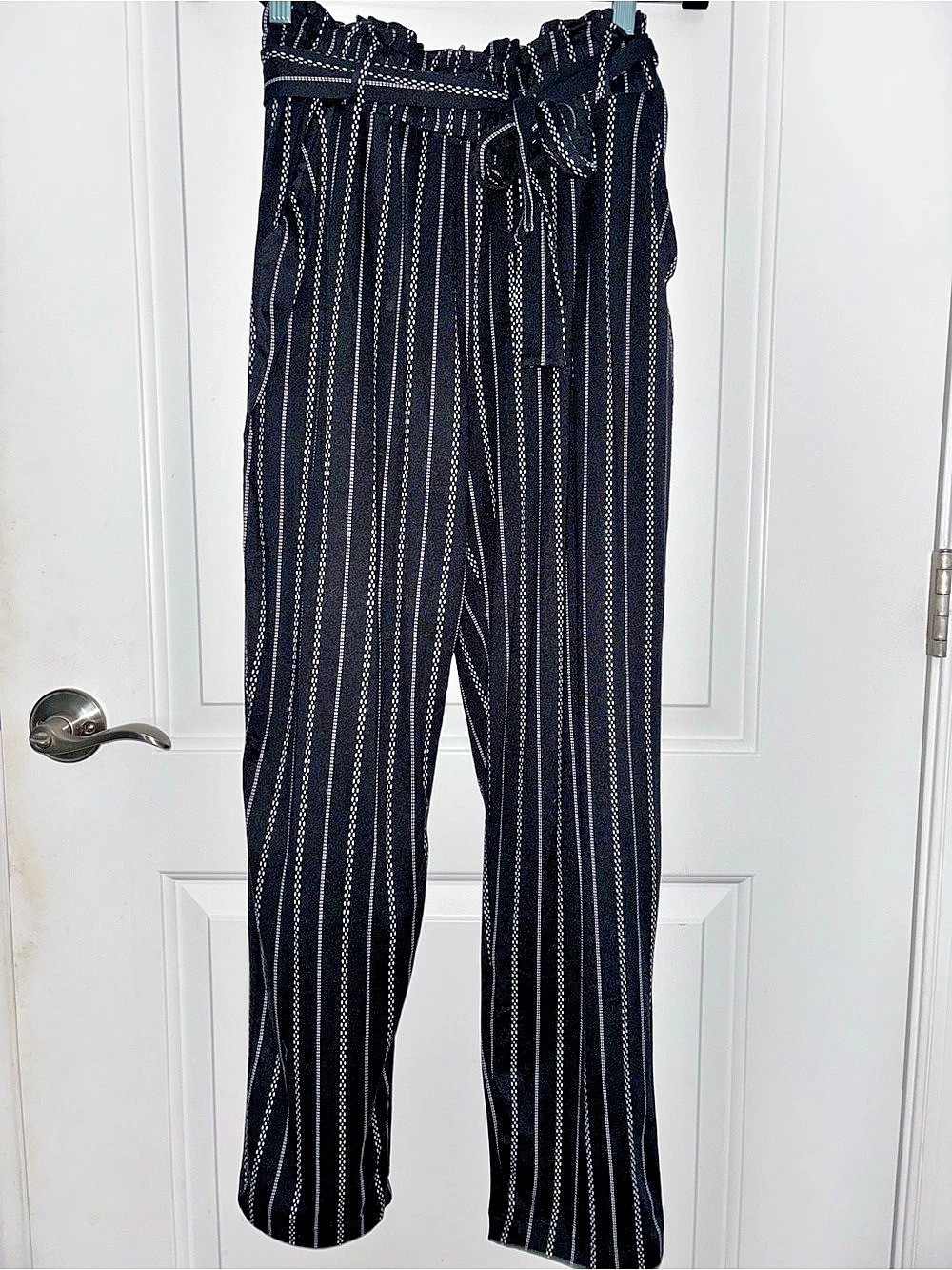 Joe B jogger pants Striped Straight Leg Pants in Black & White Size Large